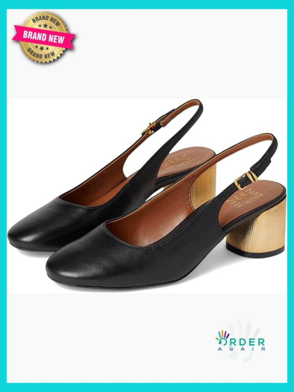 Slingbacks Women's Pumps Round Toe Adjustable Strap Leather Heels Comfort
